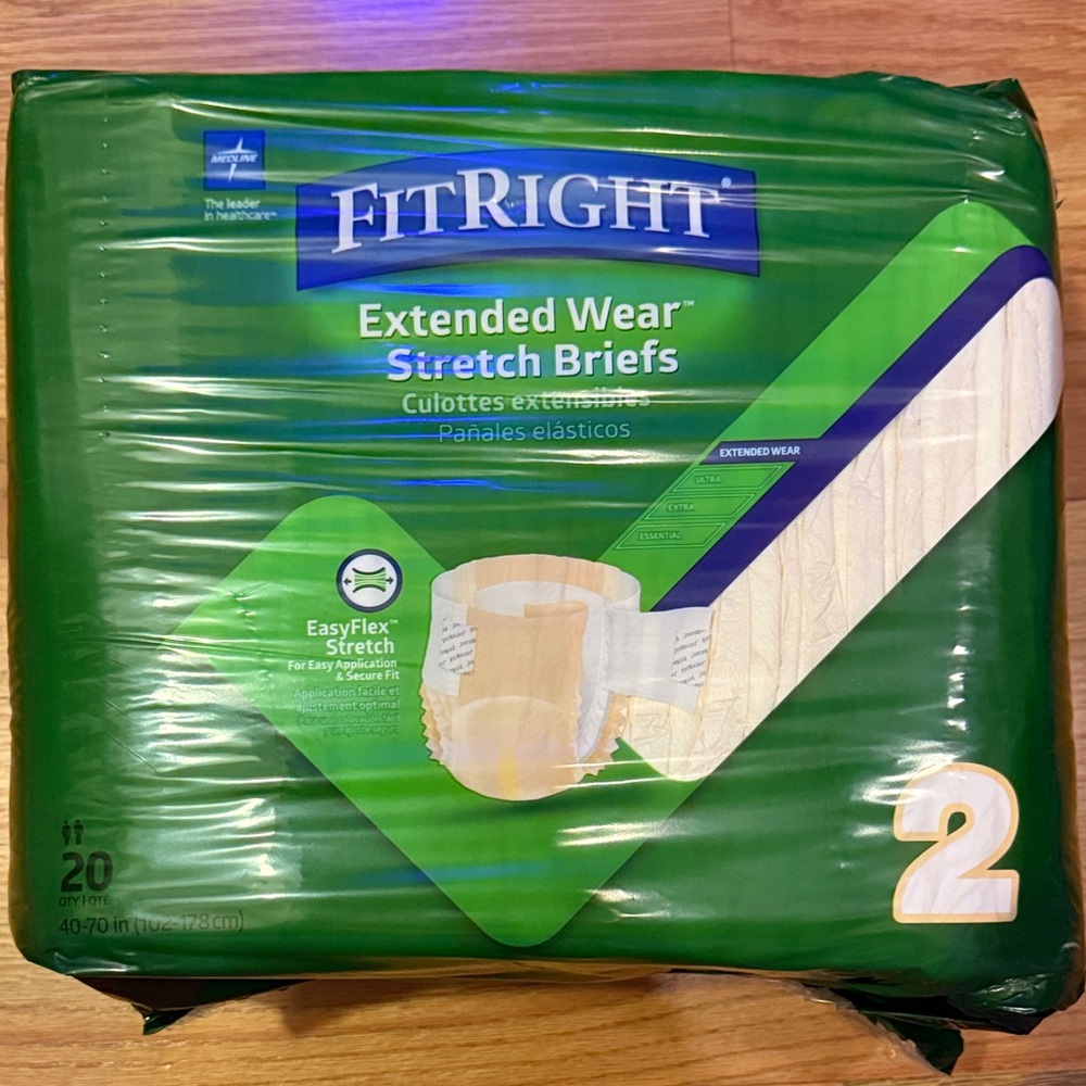 FitRight Extended Wear Stretch Briefs L XL XXL 20 Ct New (Qty 3 Available)